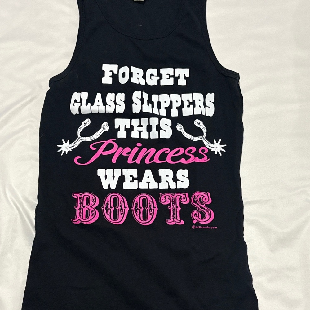 H&M Black Tank Top with White and Pink Print